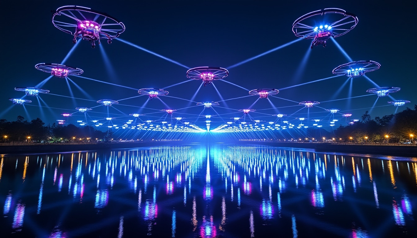 découvrez comment le système rtk et les essaims de drones s'allient pour créer un spectacle lumineux spectaculaire alliant précision et synchronisation parfaite.