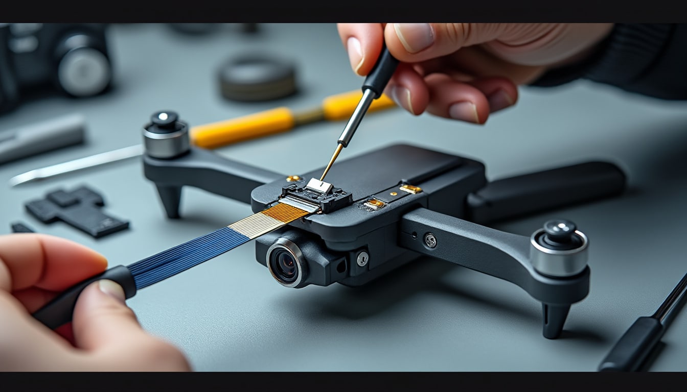 découvrez comment remplacer rapidement la nappe vidéo de la nacelle dji et réparer votre drone étape par étape, avec les bons outils et précautions.