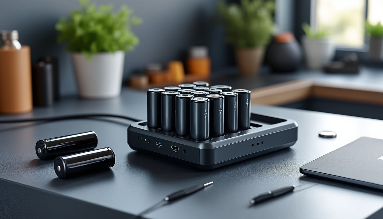 découvrez la station de charge multiple, l’accessoire indispensable pour recharger et organiser facilement les batteries de vos appareils.
